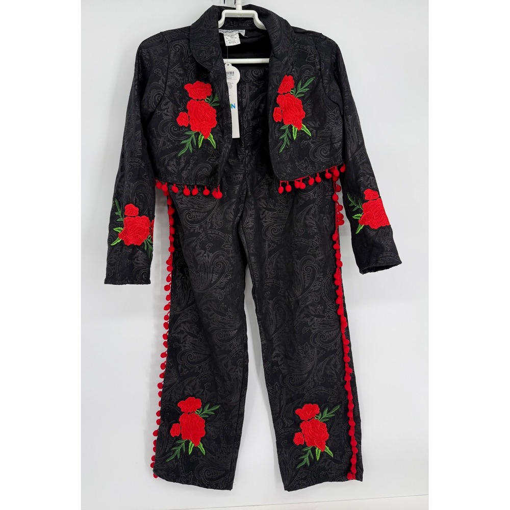 HalloweenCostumes.com Kids Mariachi Day of the Dead Costume Black Red Sz L NEW
